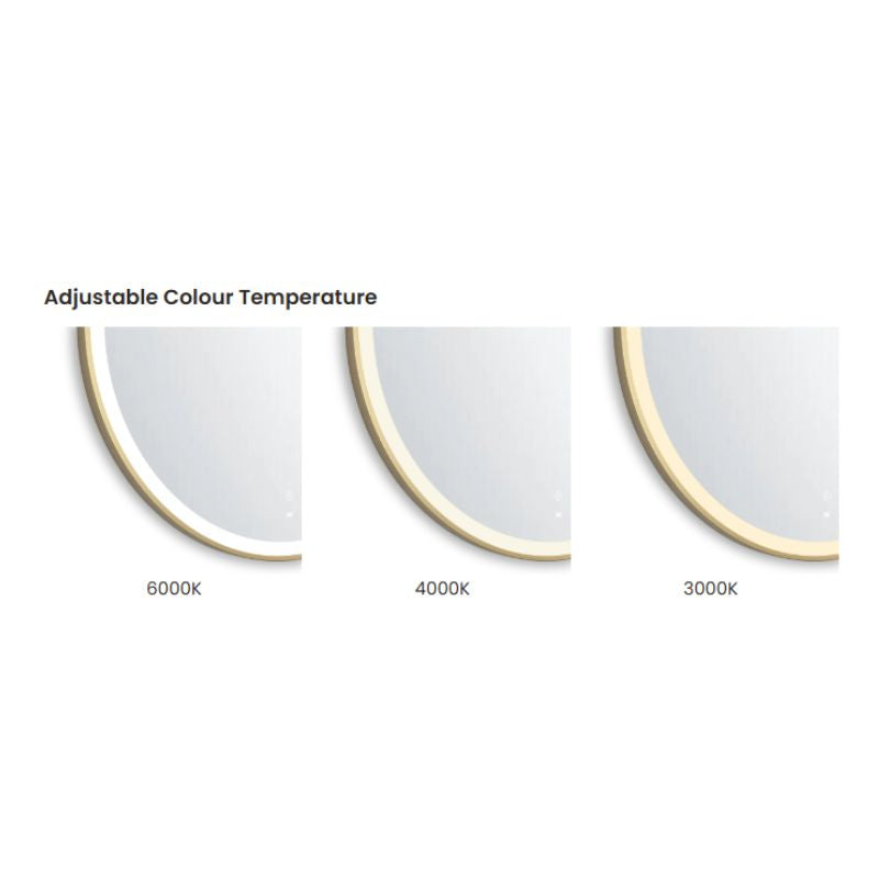Cyrene Gold Round LED Mirror