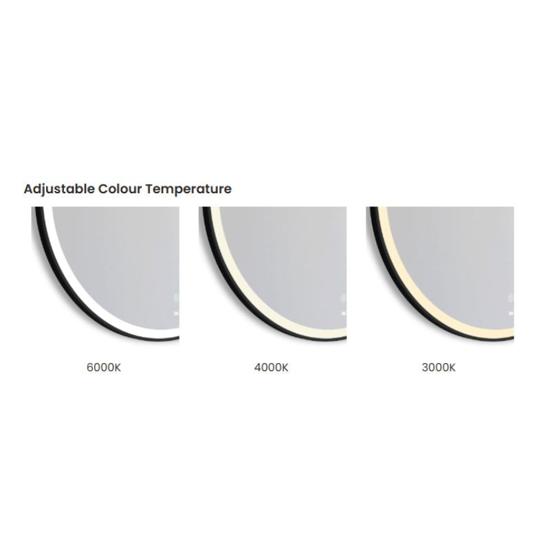 Cyrene Black Round LED Mirror