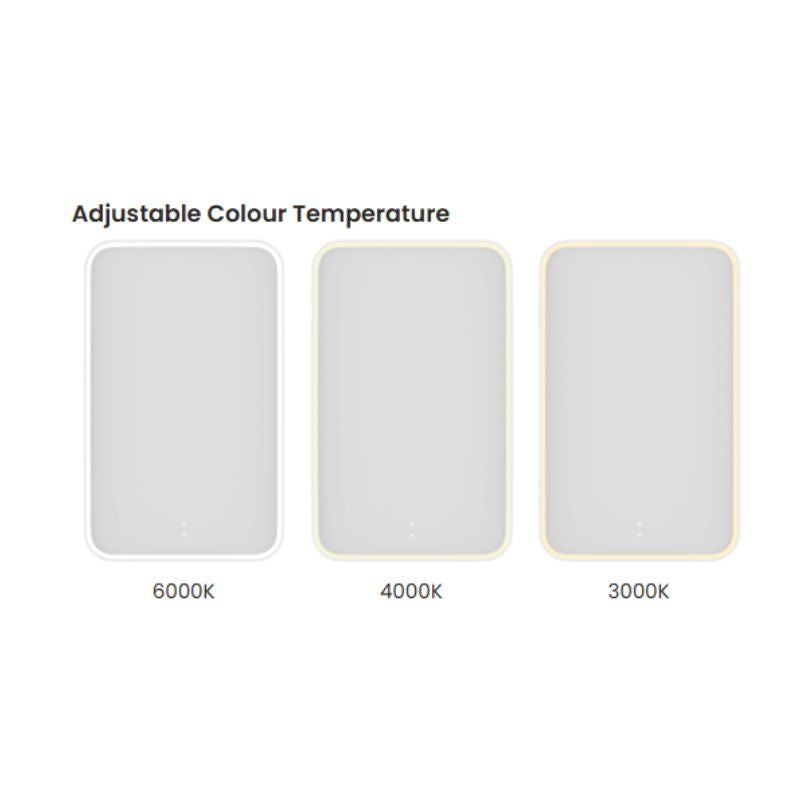 Charlie Rectangle Rounded White Framed LED Mirror