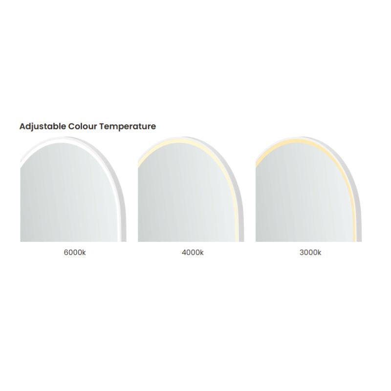 Flux Large White Oval LED Mirror