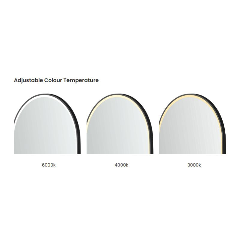 Flux Large Black Oval LED Mirror