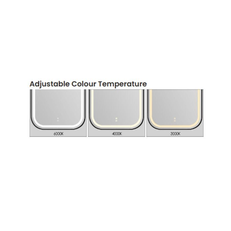 Charlie Rectangle Rounded Black Frame LED Mirror