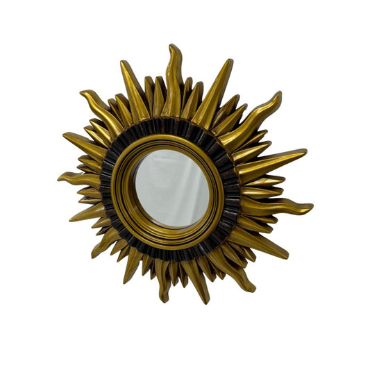 Variel Gold Round Vintage Sunburst Mirror