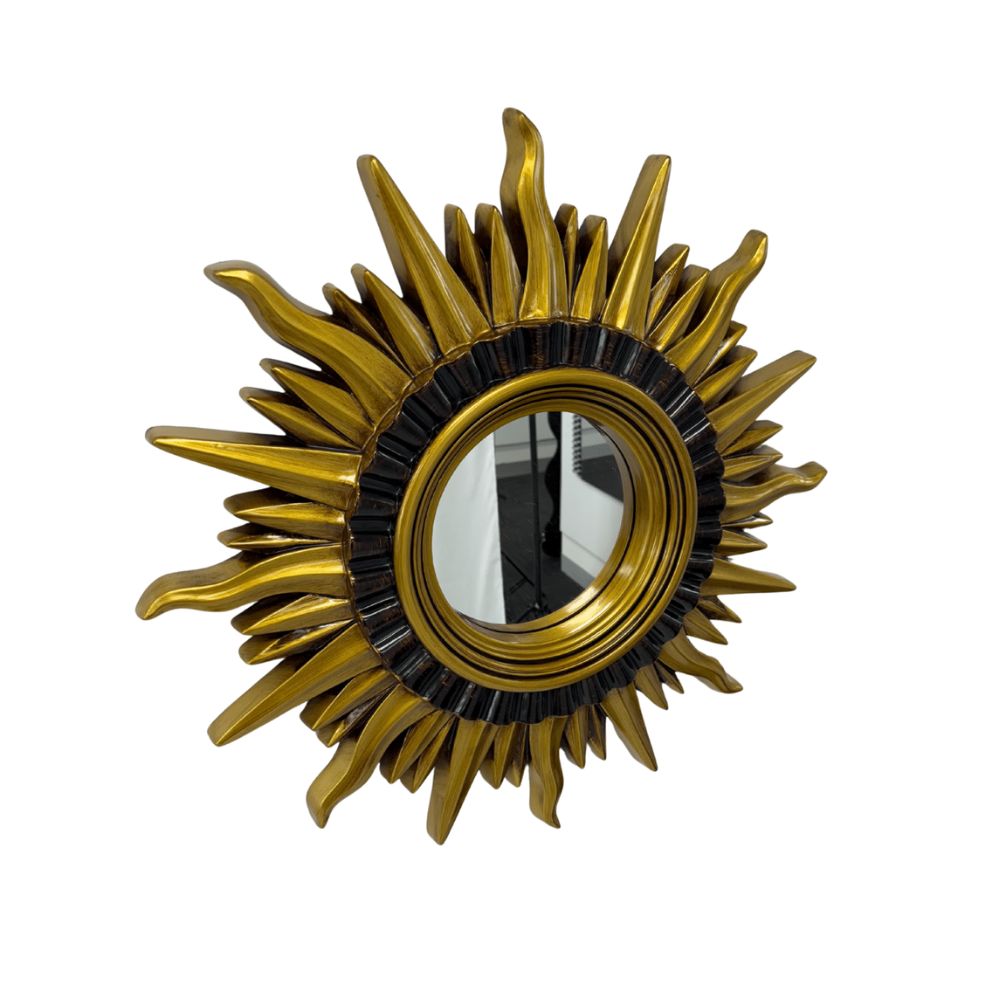 Variel Gold Round Vintage Sunburst Mirror