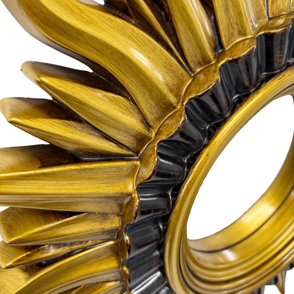 Variel Gold Round Vintage Sunburst Mirror