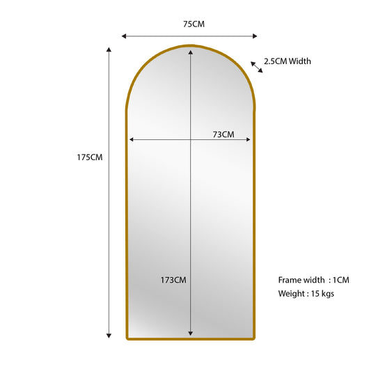 Valima Gold Arched Floor Mirror