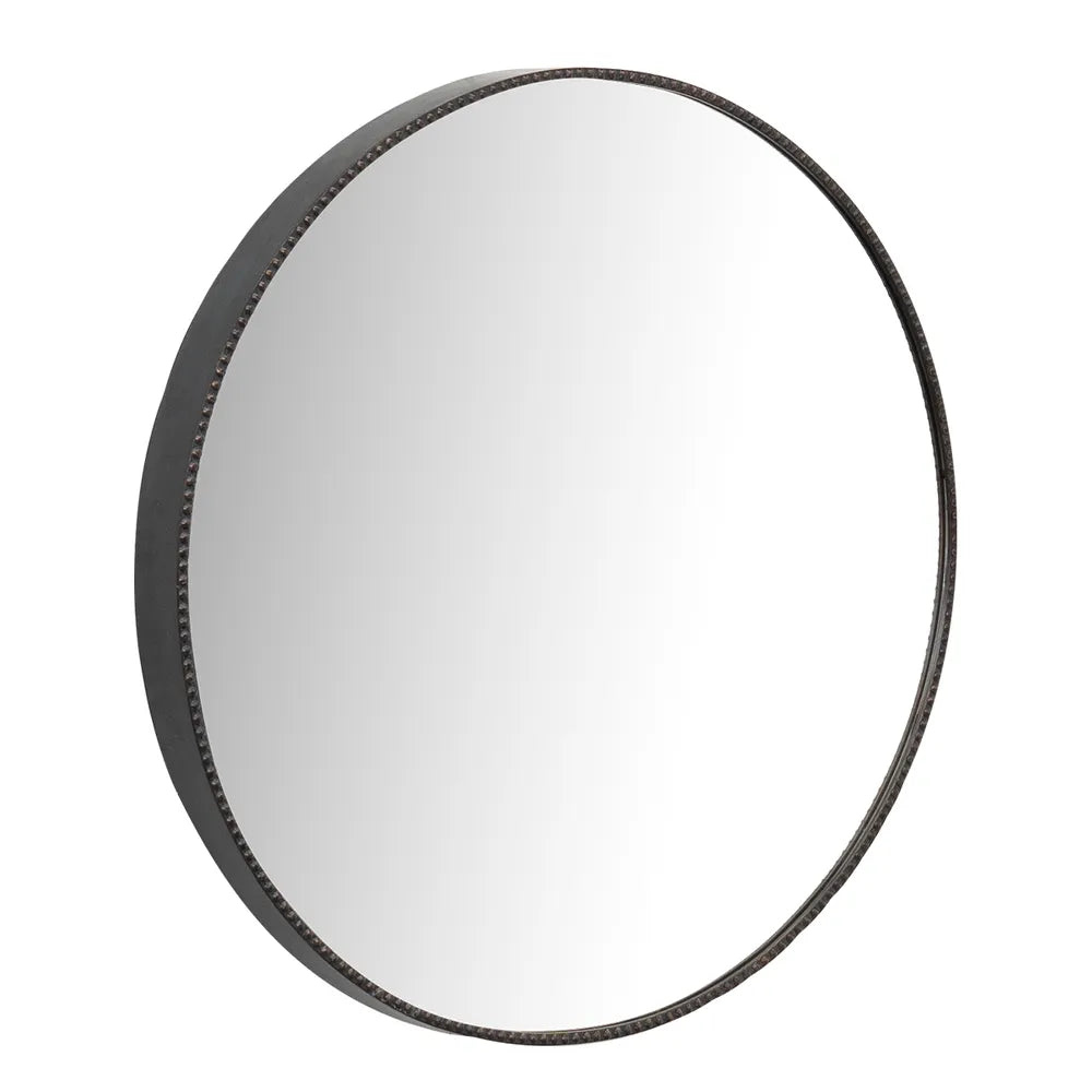 Black Round Mirror - Angled