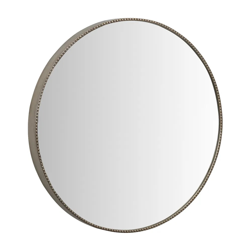 Angled Silver Antique Round Mirror