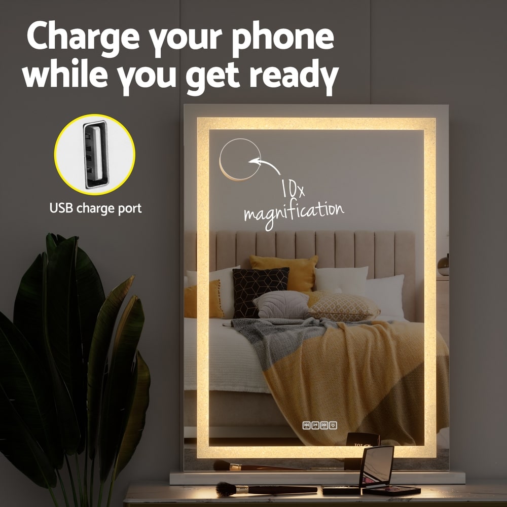 Vertical Crystal Edge Bluetooth LED Makeup Mirror