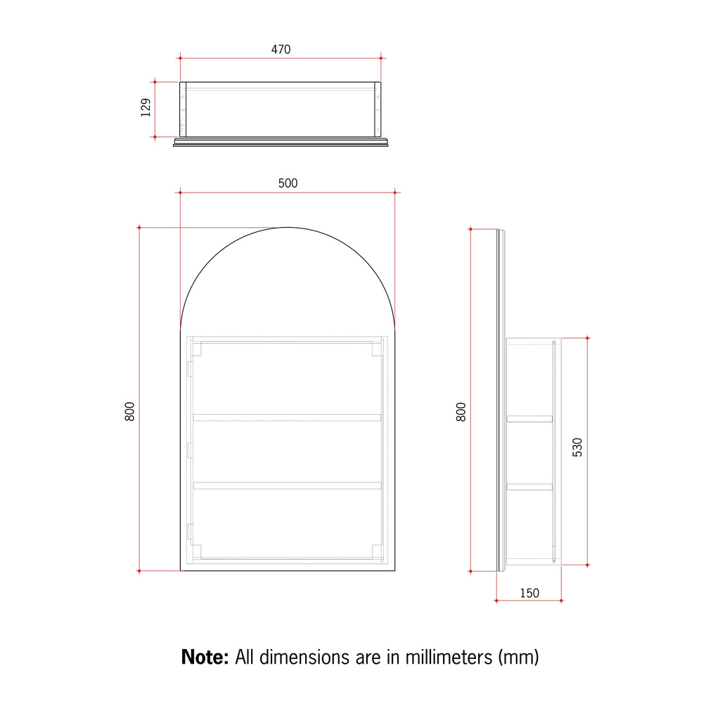 Vienna Arch White Mirror Cabinet