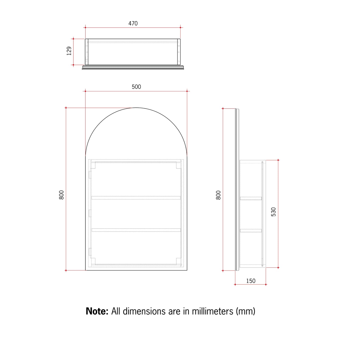 Vienna Arch White Mirror Cabinet