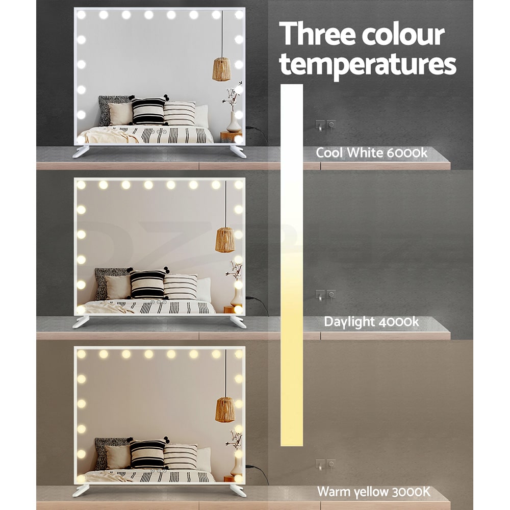 White Frame Hollywood LED Wall Makeup Mirror