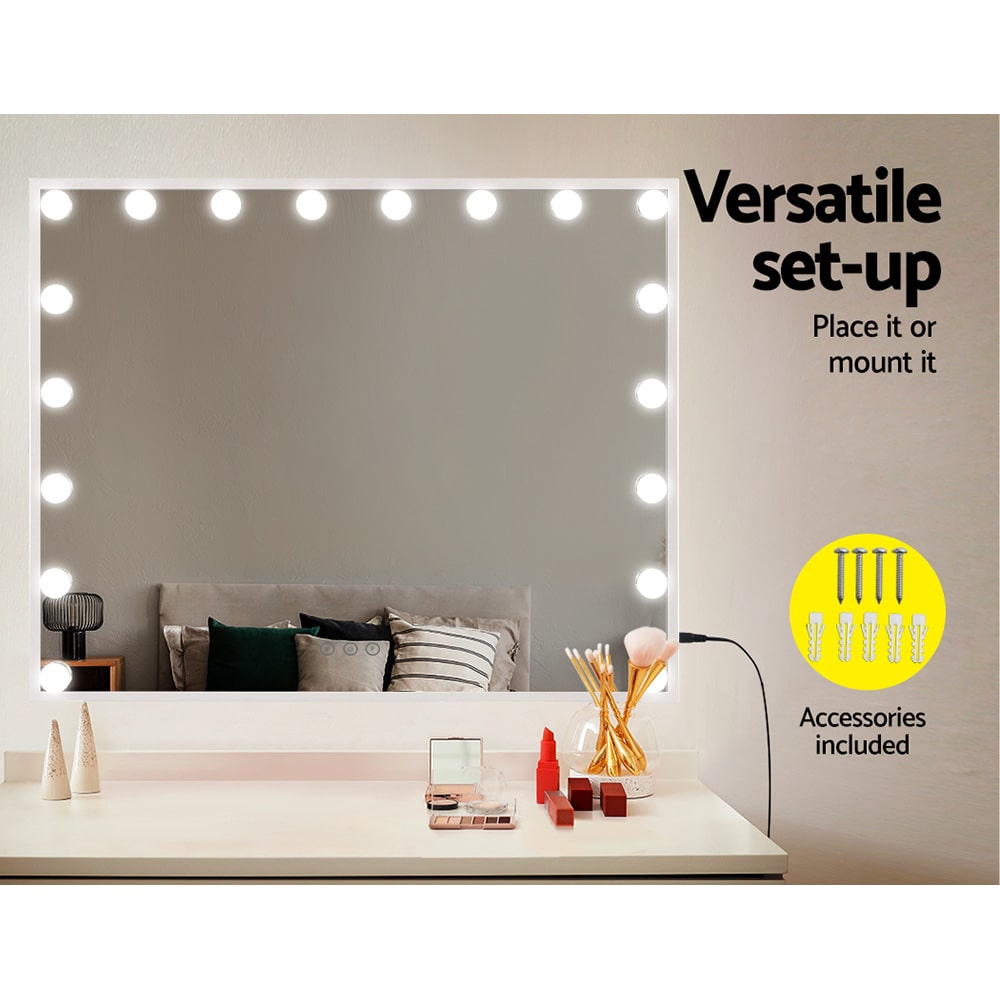 White Frame Hollywood LED Wall Makeup Mirror