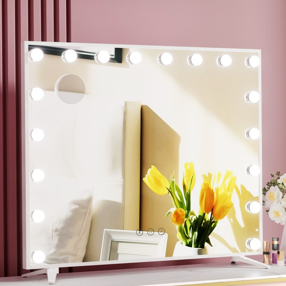 White Frame Hollywood LED Wall Makeup Mirror