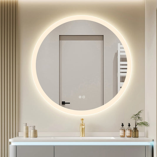Xander Frosted Round LED Mirror