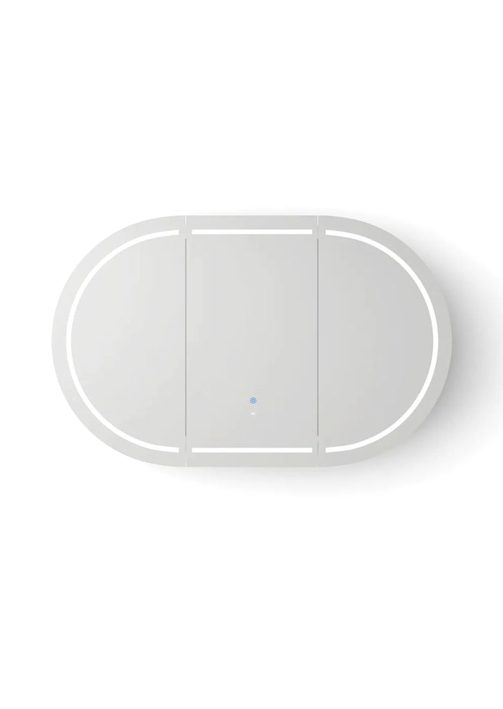 Zara 3 Door Oval LED Shaving Cabinet - Natural Oak