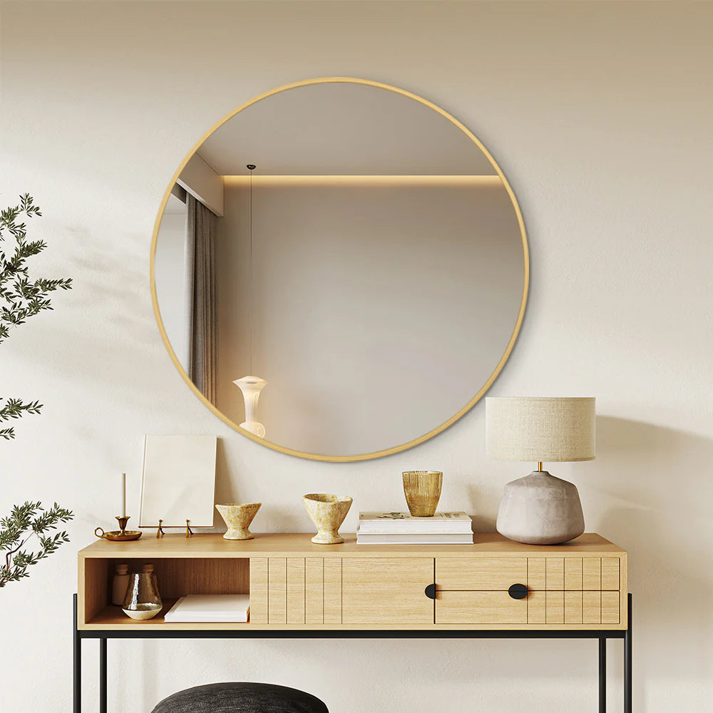 Malachi Gold Framed Classic Round Mirror