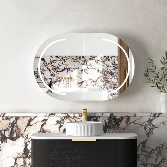 Zara 2 Door Oval LED Shaving Cabinet - Black
