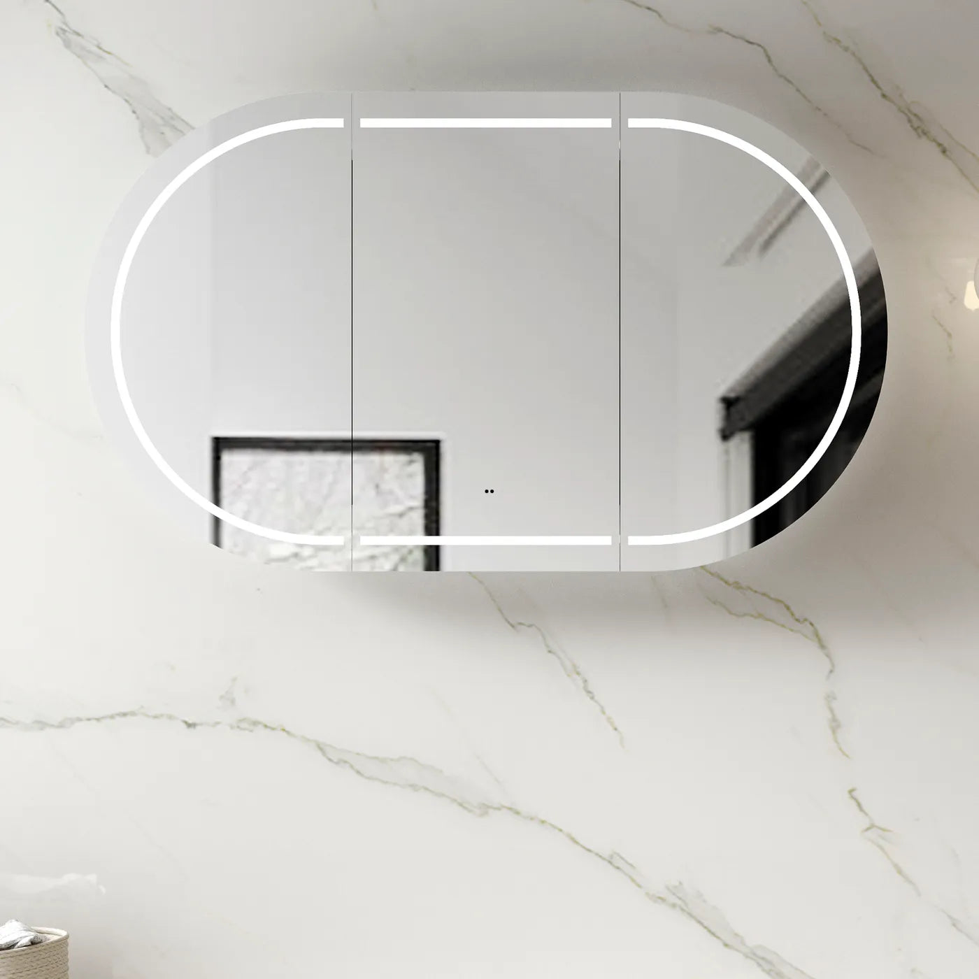 Zara 3 Door Oval LED Shaving Cabinet - White