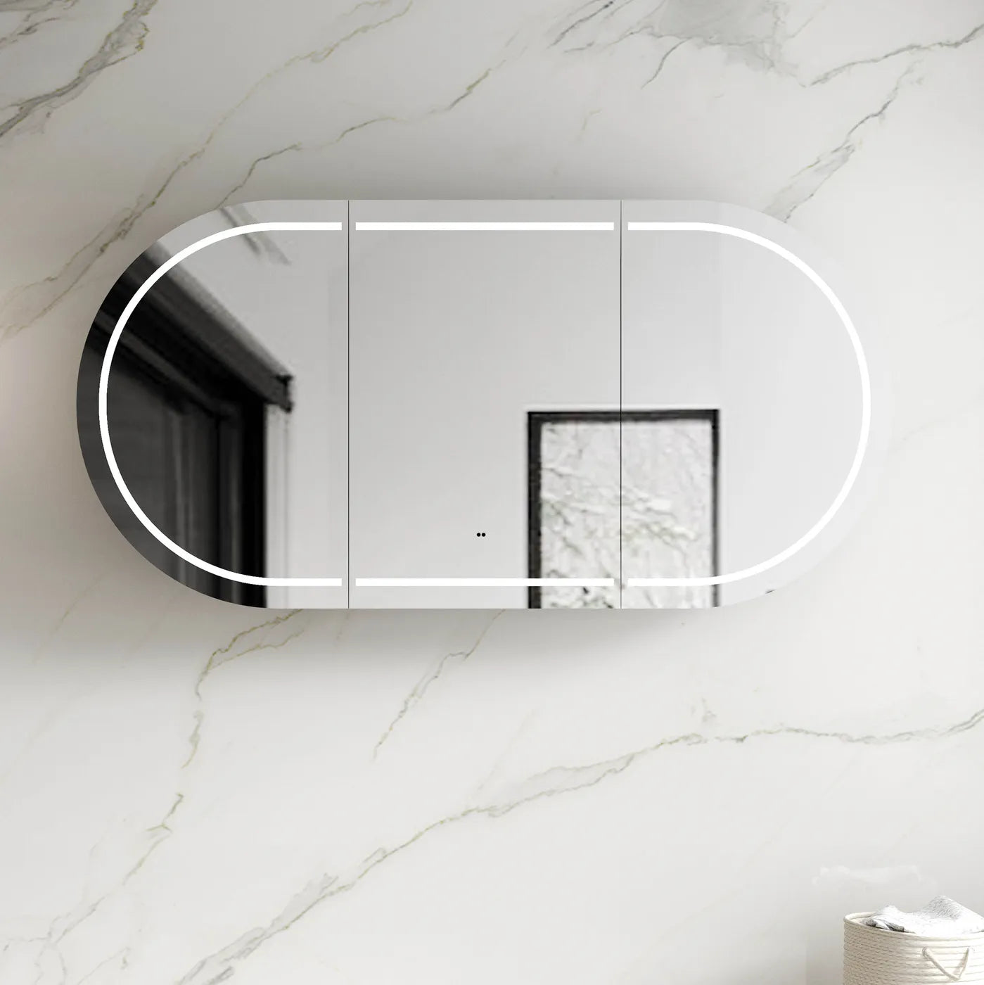Zara 3 Door Oval LED Shaving Cabinet - White
