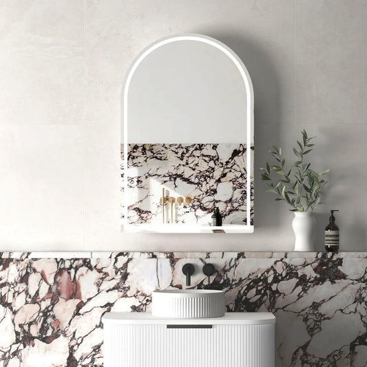 Rhodes Arched LED Shaving Cabinet - White