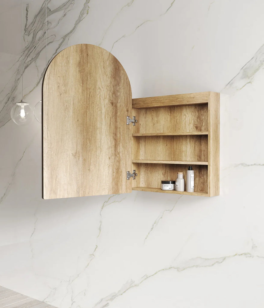 Rhodes Arch LED Shaving Cabinet - Natural Oak
