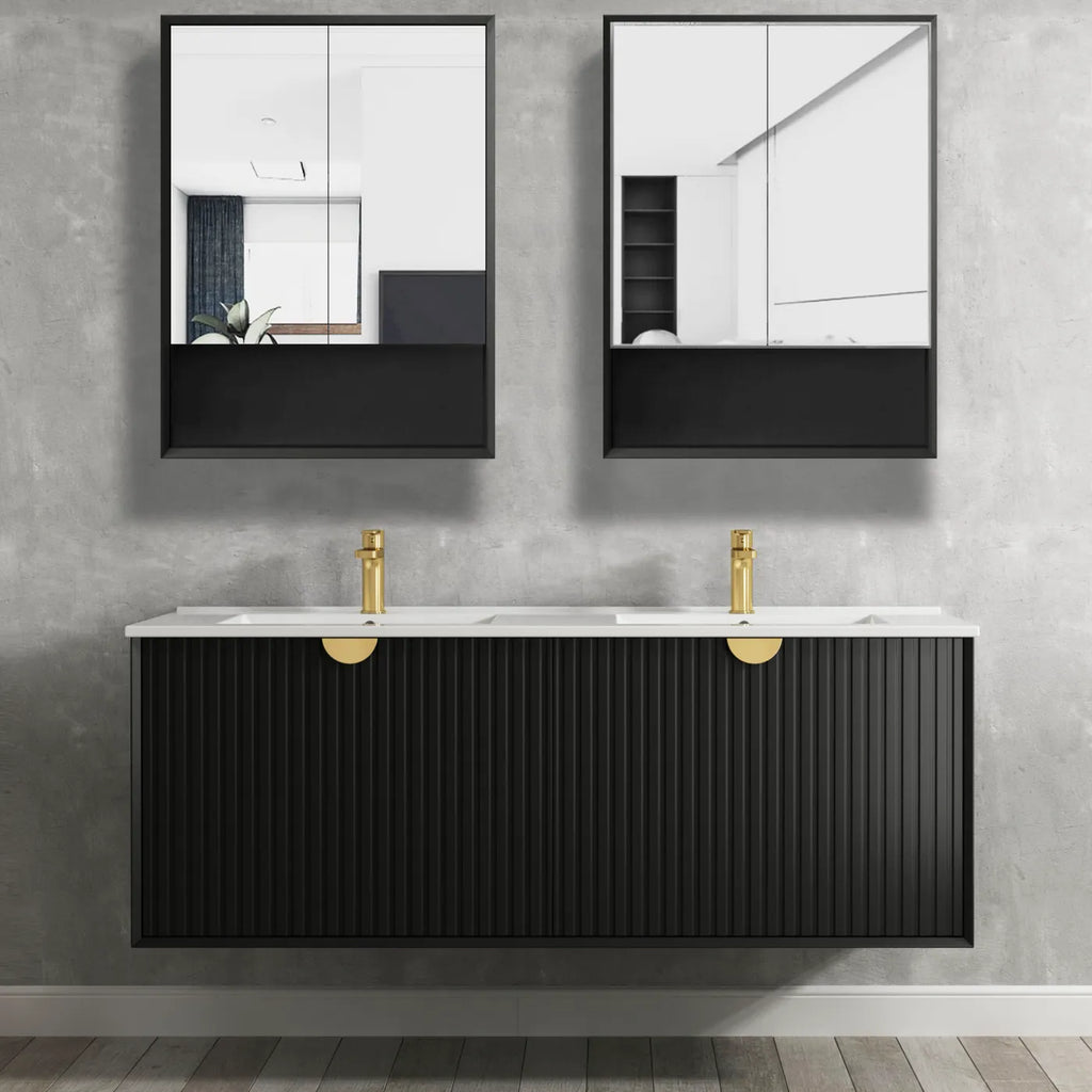 Apex 2 Door Black Shaving Cabinet