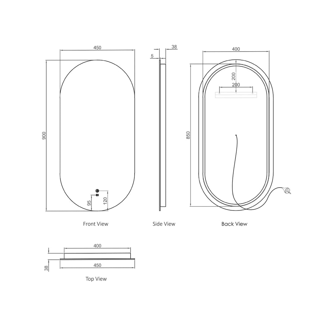 Flux Oval Frameless LED Mirror