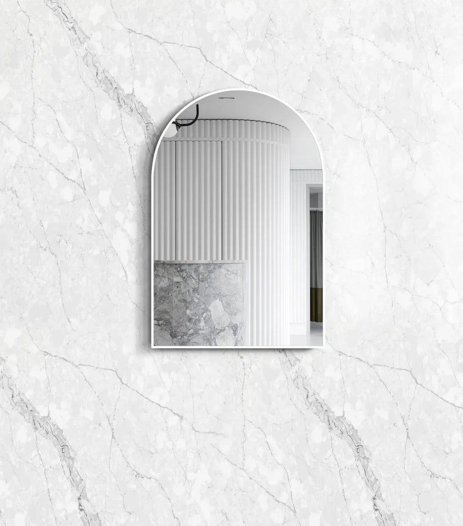 Rhodes White Frame Arched Mirror