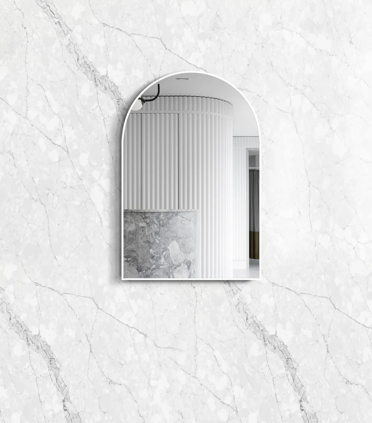 Rhodes White Frame Arched Mirror
