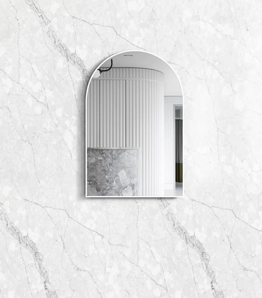 Rhodes White Frame Arched Mirror