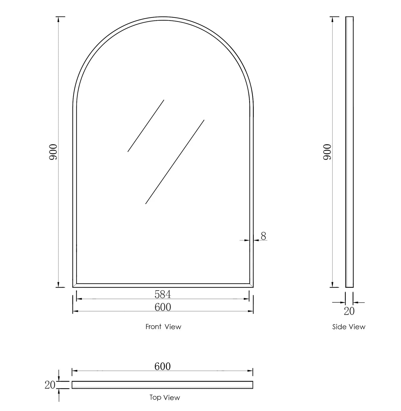 Rhodes White Frame Arched Mirror