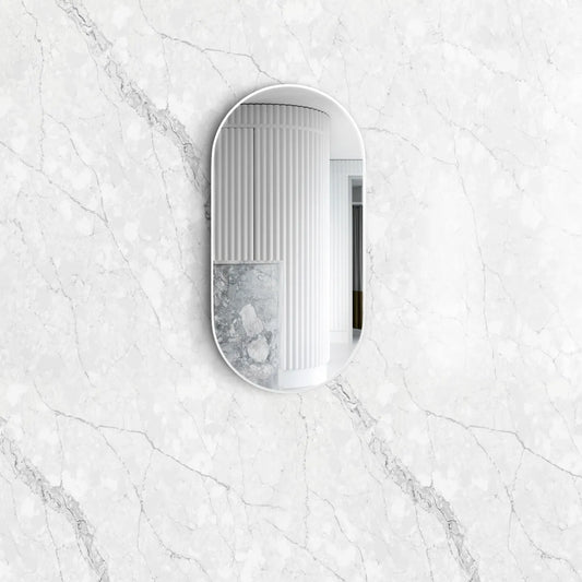 Flux White Framed Oval Mirror