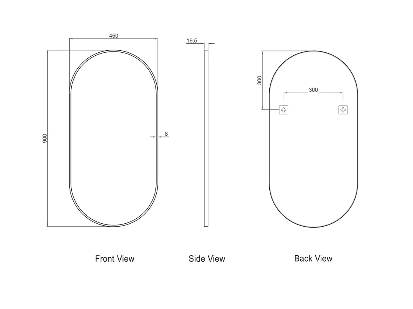 Flux White Framed Oval Mirror