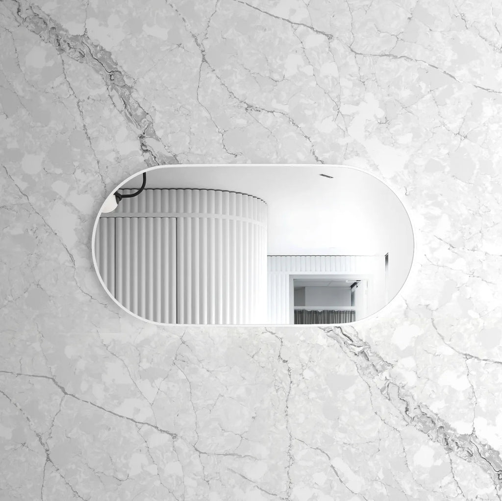 Flux White Framed Oval Mirror