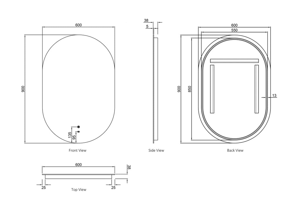 Flux Oval Frameless LED Mirror