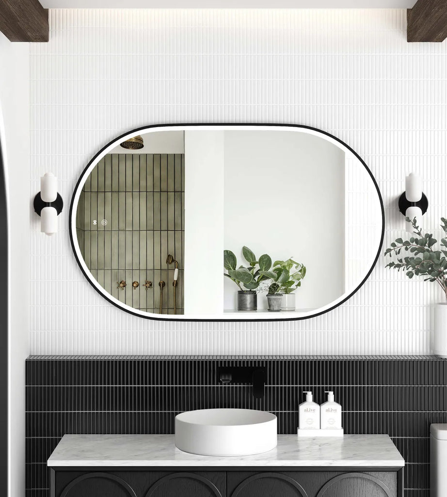 Flux Black Oval LED Mirror