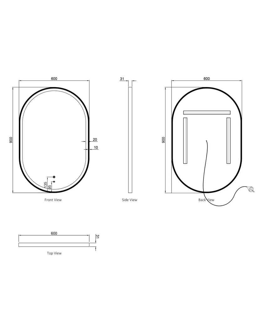 Flux White Oval LED Mirror