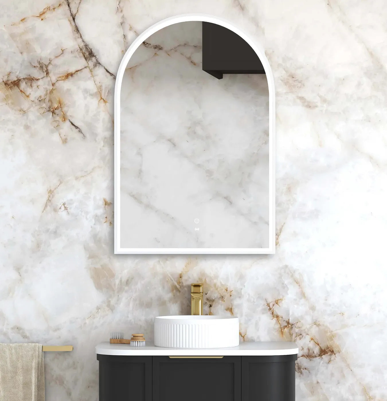 Rhodes White Framed Arched LED Mirror