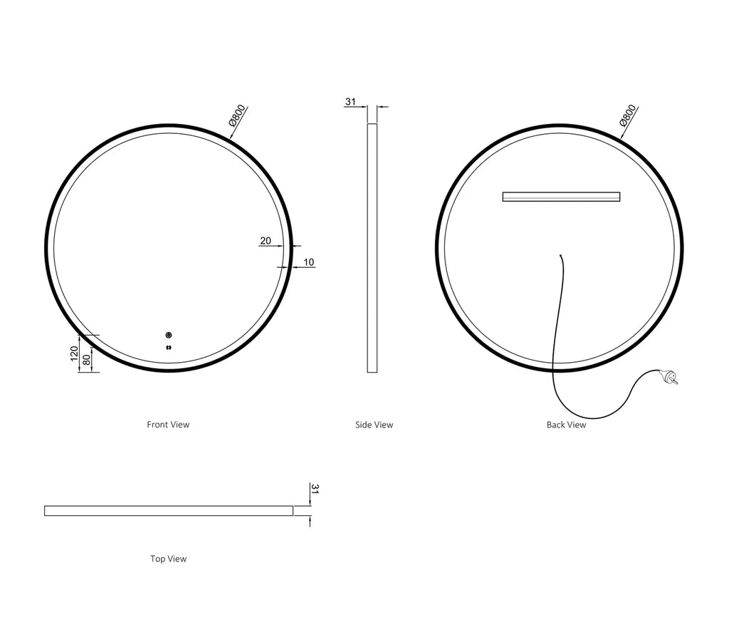 Cyrene White Round LED Mirror