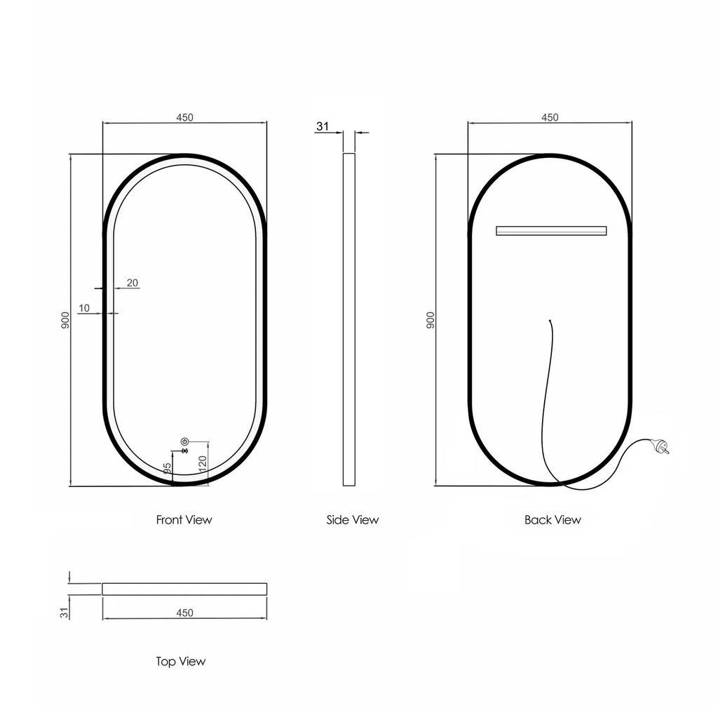 Flux White Oval LED Mirror