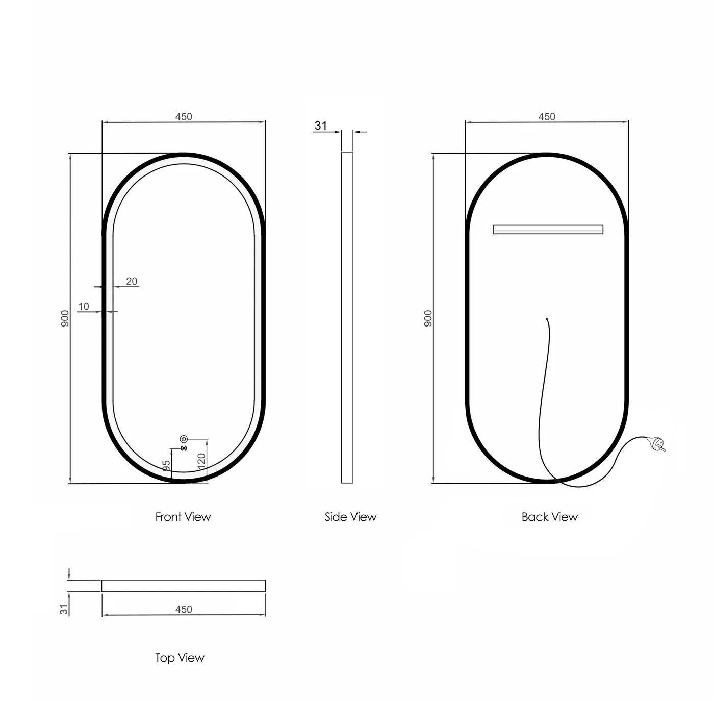 Flux White Oval LED Mirror