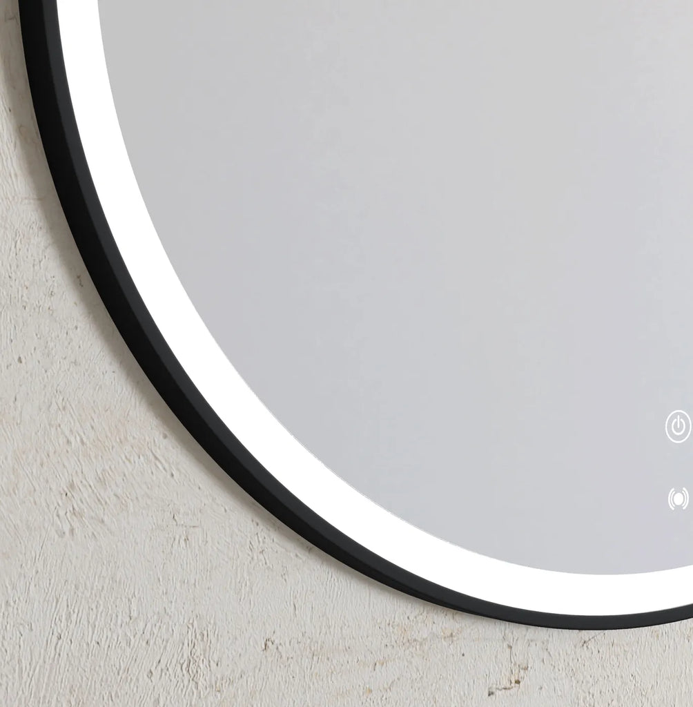 Cyrene Black Round LED Mirror