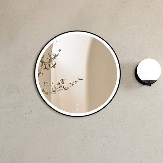 Cyrene Black Round LED Mirror