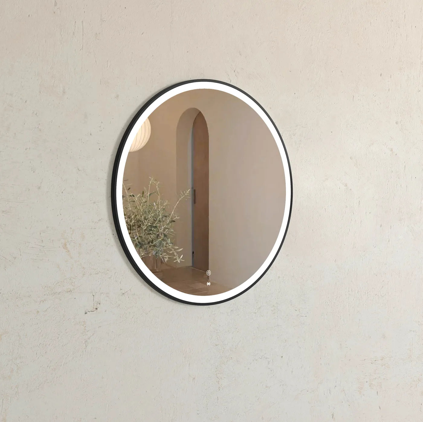 Cyrene Black Round LED Mirror