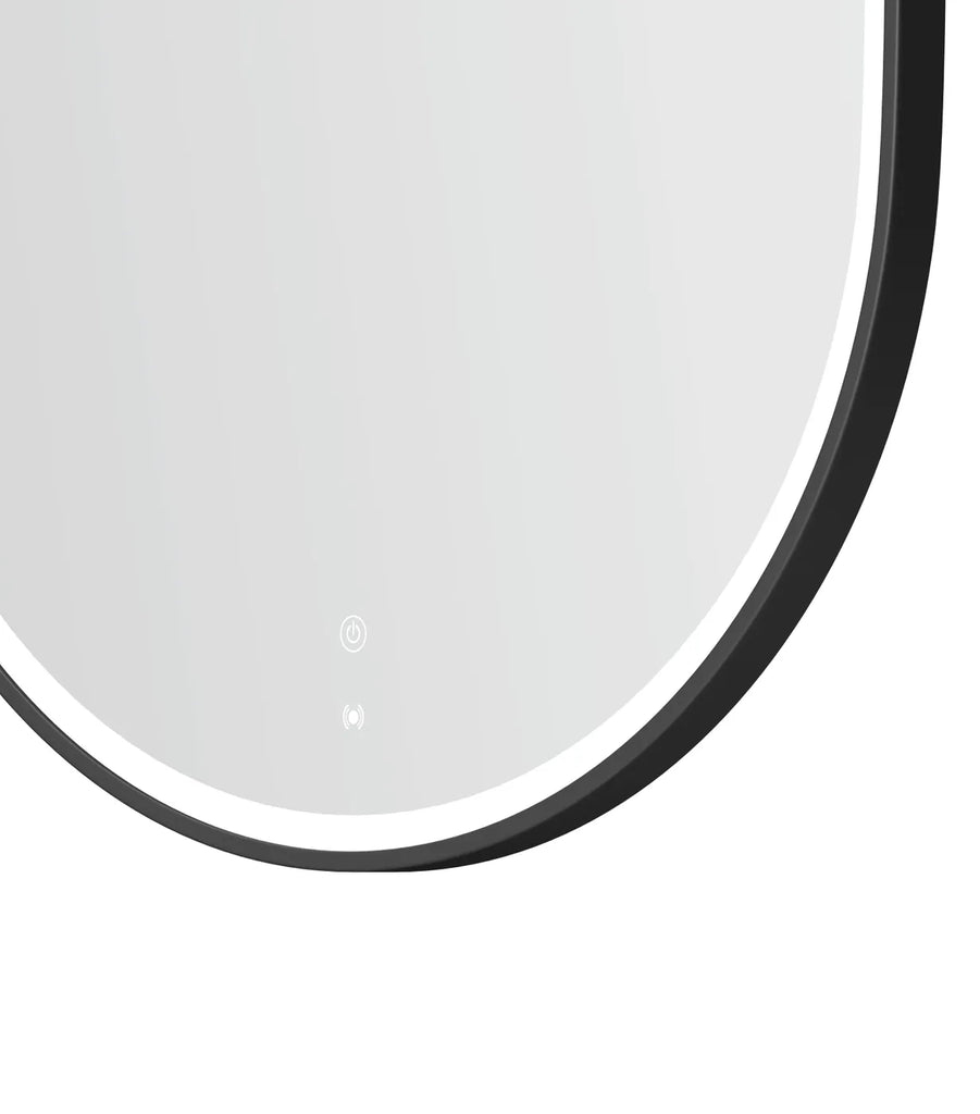 Flux Large Black Oval LED Mirror