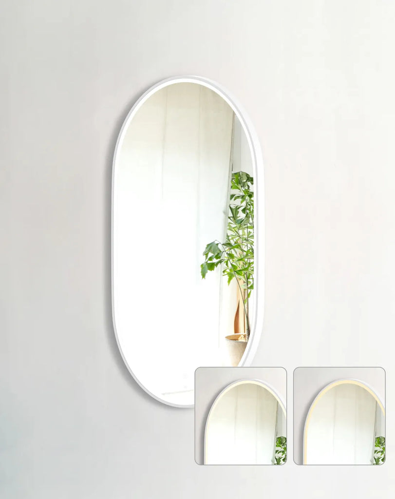 Flux Large White Oval LED Mirror