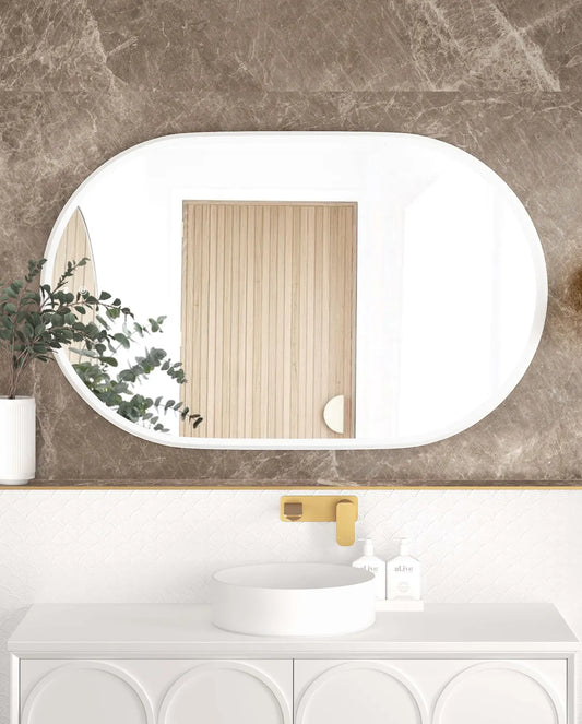 Flux Large White Oval LED Mirror