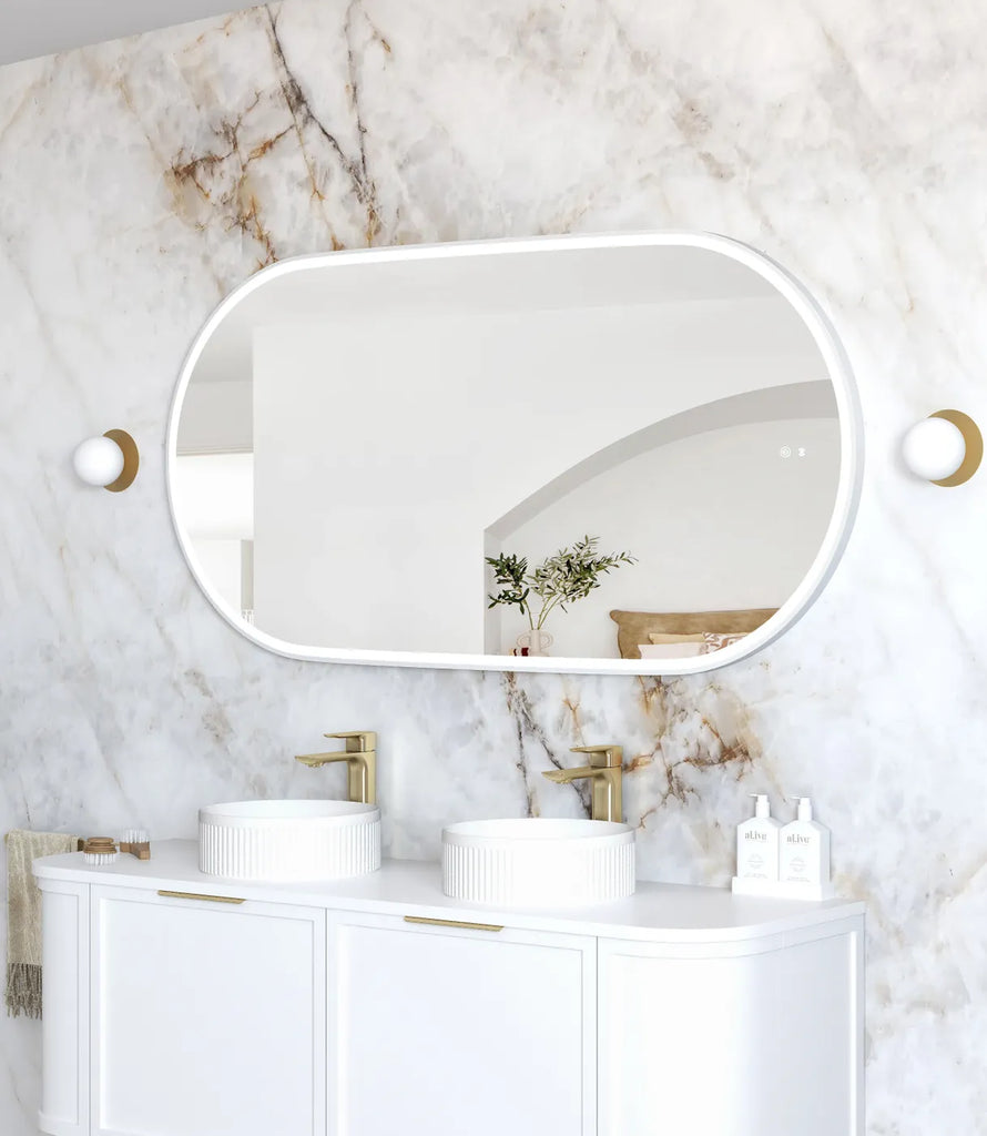 Flux Large White Oval LED Mirror