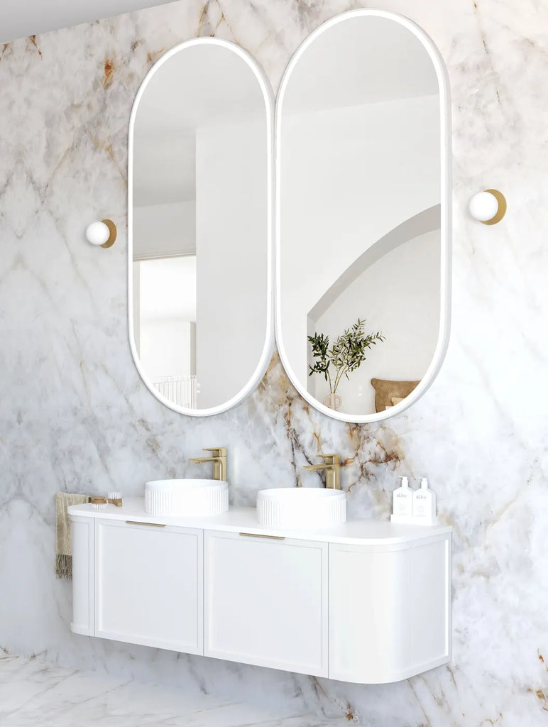Flux Large White Oval LED Mirror